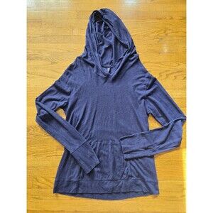 Gramicci Womens Hemp Blend Hooded Long Sleeve Pullover Navy Blue Size XL